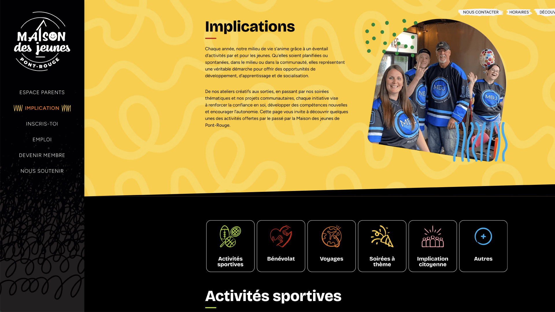 Page dédiée aux activités passées