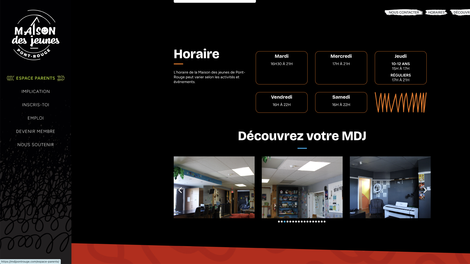 Galerie-photos de l’organisme sous forme de carrousel