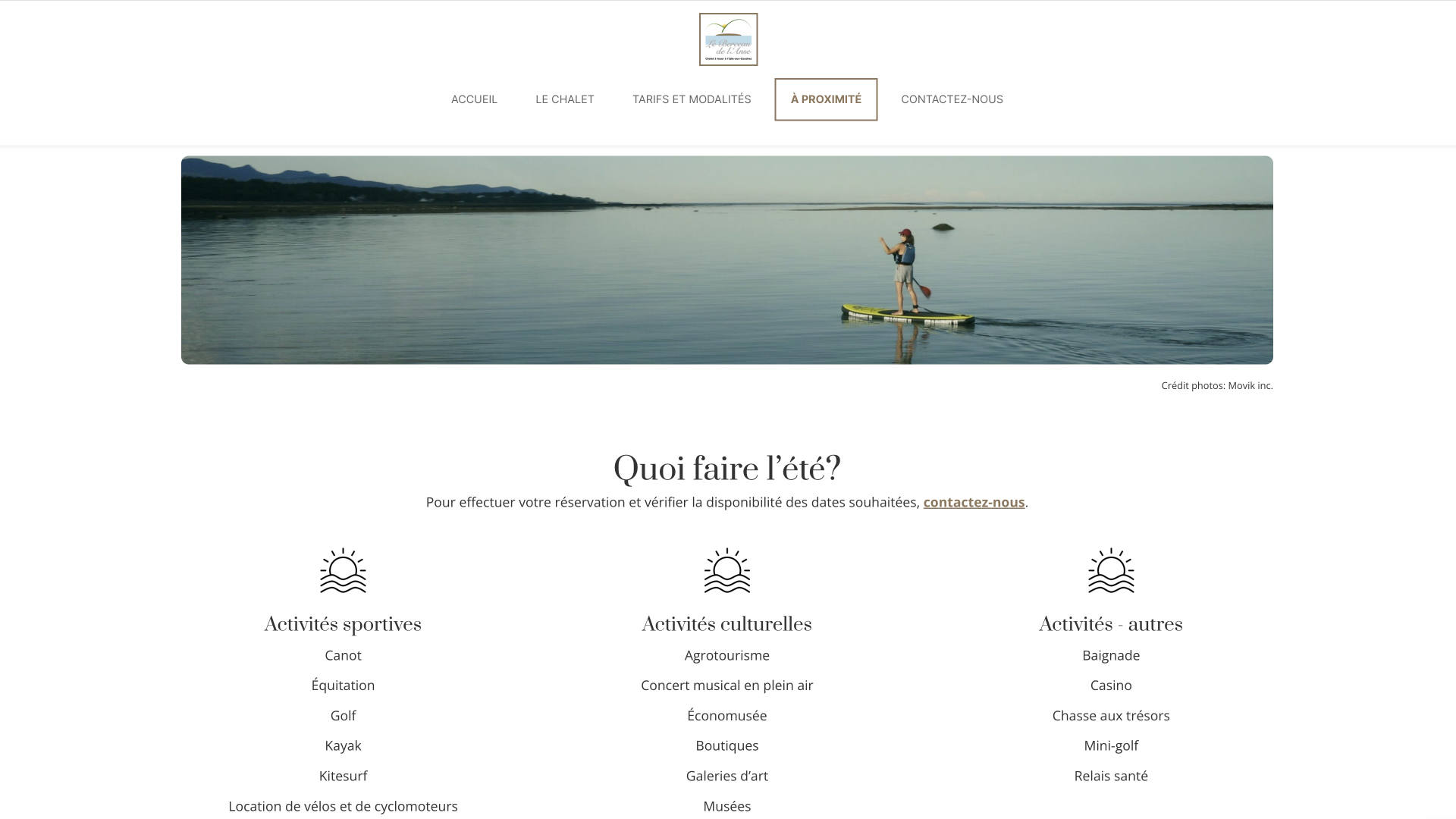 Page À proximité - Mise en valeur des activités offertes